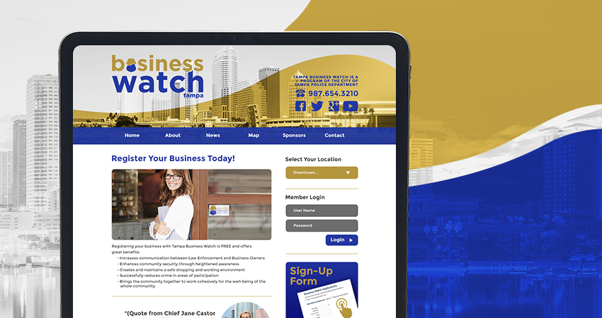 Website design for the Tampa business watch