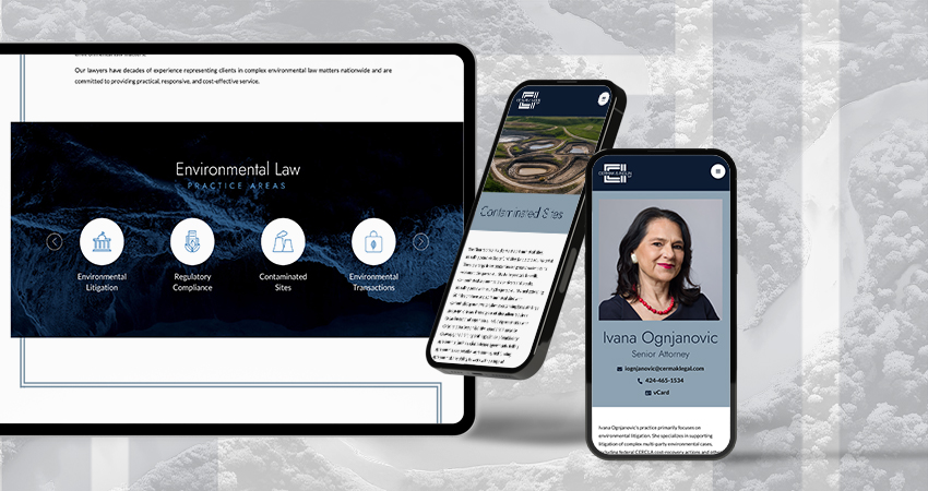 Tablet and phone mock up showing the Cermak website