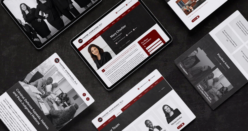 A mock up of tablet screens showing the Chartier Nyamfukudza's Website