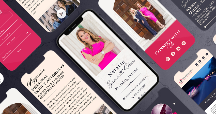 Mobile phone mockup of the injury lawyers of New Jersey website