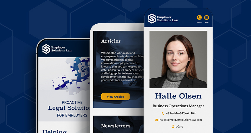 Phone mockup of Employer Solutions website