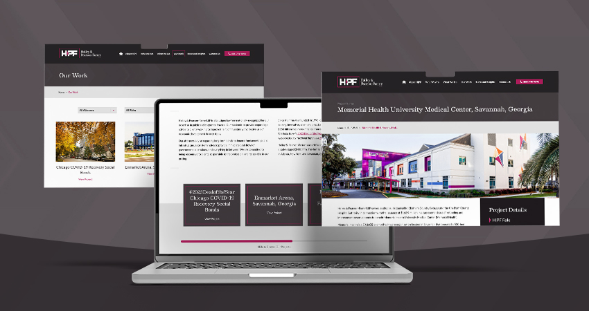 Desktop mock up of the Holly-Pearson & Ferrer website