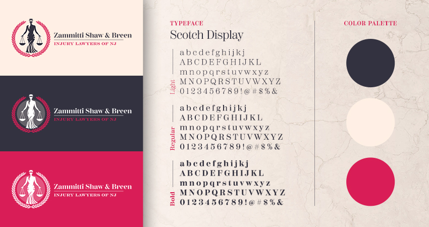 Injury Lawyers of NJ logo typography and color palette