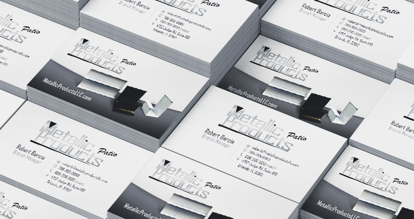 Metallic Products patio business cards