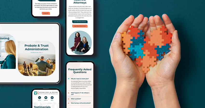 Tablet and phone mockups of Olvera Hall Sillers Website