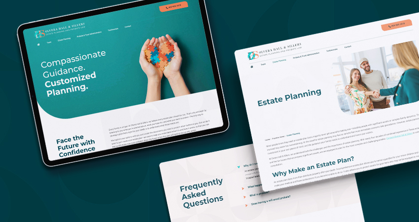 Tablet mockups of Olvera Hall Sillers Website