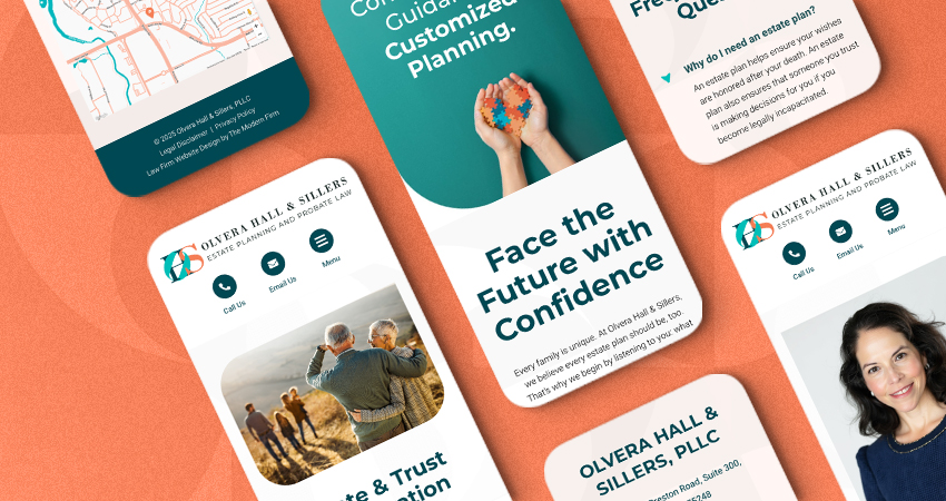Phone mockups of Olvera Hall Sillers Website