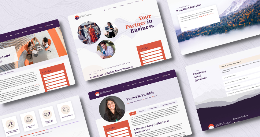 Tablet mockups showing the Poorvie Parkhie