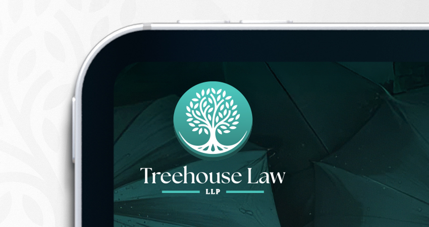 Mockup of treehouse law logo on a computer screen