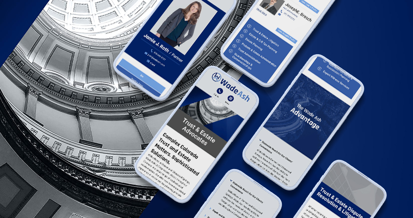 wade ash website mockup on mobile phones