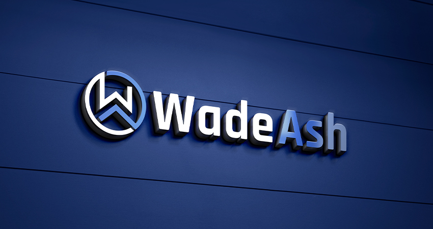 wade ash logo mockup on a wall sign