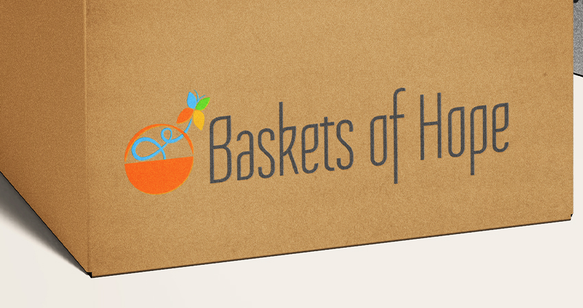 Logo design mockup for baskets of hope donation service