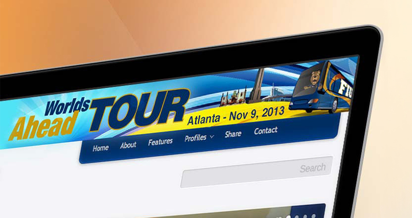 Banner ad design for Florida International University's Alumni Association Worlds Ahead Tour