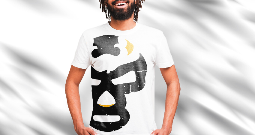 Luchadough logo a male t-shirt