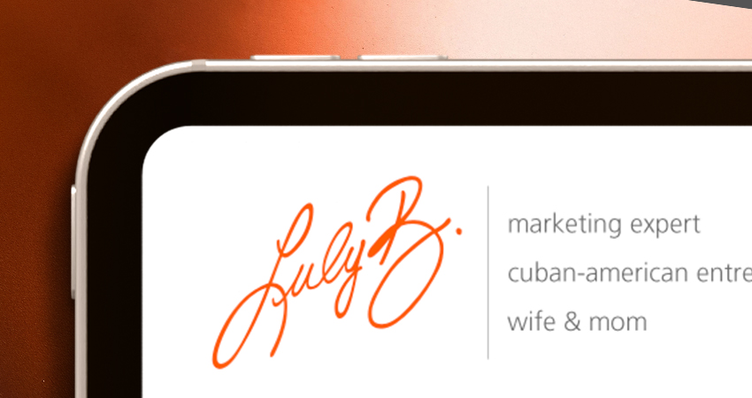 Luly B. logo in website header mockup