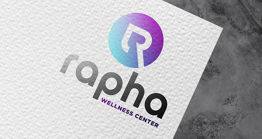 Rapha Wellness Center logo design mockup