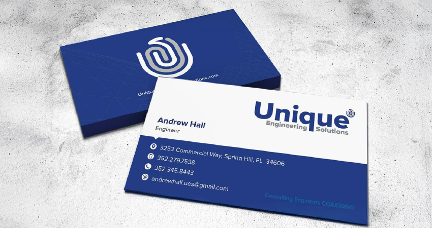 Business card designs for Unique Engineering Solutions