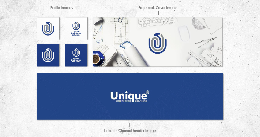 Social Media Profile Imagery Branding Design for Unique Engineering Solutions
