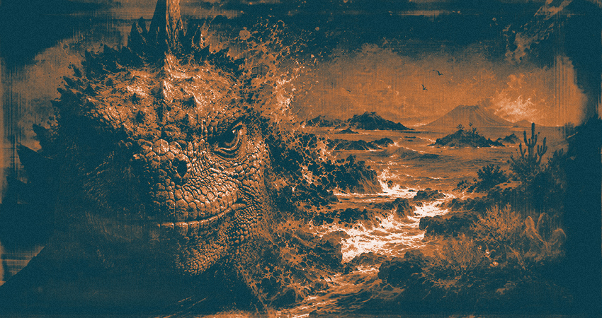 Stylized image of a marine iguana from the Galápagos Islands