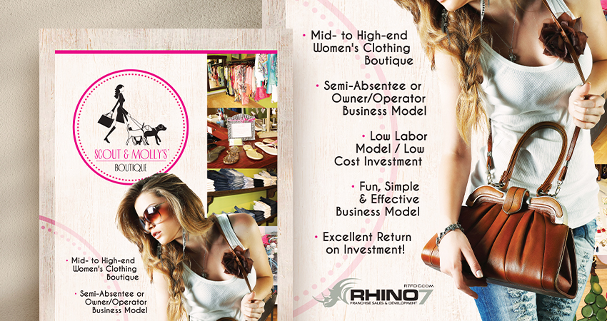 Close-up of retractable banner design for a boutique, female clothing shop